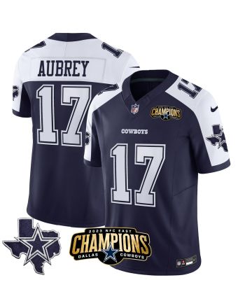 Brandon Aubrey 17 Dallas Cowboys 2023 NFC East Champions Patch Alternate Game Men Jersey - Navy