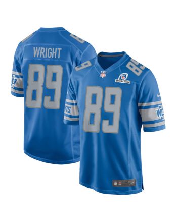 Brock Wright 89 Detroit Lions 2024 Divisional Patch Game Men Jersey - Blue