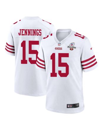 Jauan Jennings 15 San Francisco 49ers 2023 Playoffs Patch Game Men Jersey - White