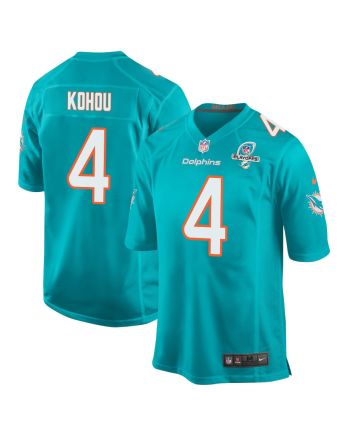 Kader Kohou 4 Miami Dolphins 2023 Playoffs Patch Game Men Jersey - Aqua