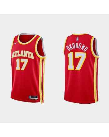 Atlanta Hawks 17 Onyeka Okongwu 2022-23 Icon Edition Red Men Jersey