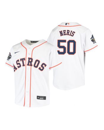 Youth Houston Astros Hector Neris 50 White 2022-23 World Series Jersey