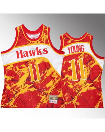 Trae Young 11 Atlanta Hawks Marble Swingman Red Hardwood Classics Jersey