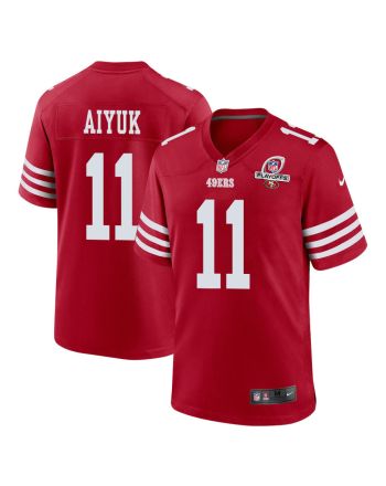 Brandon Aiyuk 11 San Francisco 49ers 2023 Playoffs Patch Game Men Jersey - Scarlet