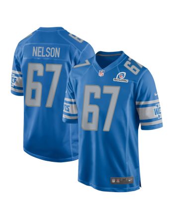 Matt Nelson 67 Detroit Lions 2024 Divisional Patch Game Men Jersey - Blue