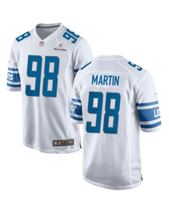 Brodric Martin 98 Detroit Lions 2024 Divisional Patch Game Men Jersey - White