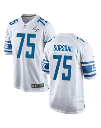 Colby Sorsdal 75 Detroit Lions 2023 Playoffs Patch Game Men Jersey - White