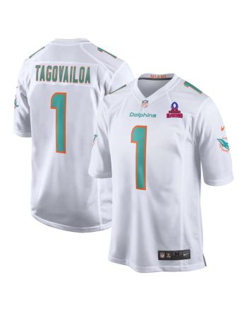 Tua Tagovailoa 1 Miami Dolphins 2024 Pro Bowl Patch Game Men Jersey - White