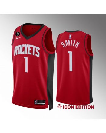 Houston Rockets Jabari Smith 1 2022-23 Icon Edition Red Jersey NO.6 Patch