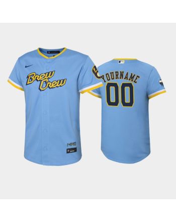 2022-23 City Connect Youth Milwaukee Brewers Custom 00 Custom Jersey - Powder Blue