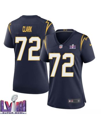 Jerrod Clark 72 Los Angeles Chargers Super Bowl LVIII Women Alternate Game Jersey - Navy