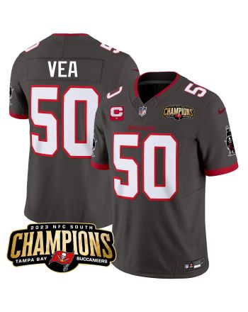 Vita Vea 50 Tampa Bay Buccaneers 2023 NFC South Champions Patch Game Men Jersey - Pewter