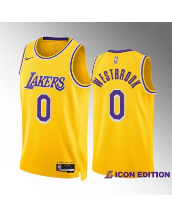 Russell Westbrook 0 2022-23 Los Angeles Lakers Gold Icon Edition Jersey Swingman