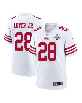 Darrell Luter Jr. 28 San Francisco 49ers 2023 Playoffs Patch Game Men Jersey - White