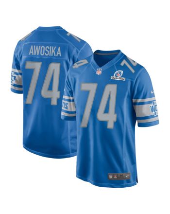 Kayode Awosika 74 Detroit Lions 2024 Divisional Patch Game Men Jersey - Blue