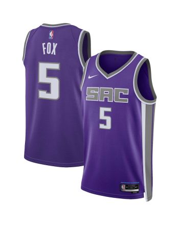 Sacramento Kings 5 De'Aaron Fox 2022-23 Icon Edition Purple Men Jersey