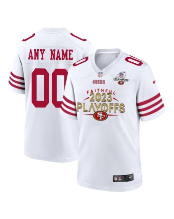 San Francisco 49ers Faithful 2023 Playoffs Game Men Custom Jersey - White