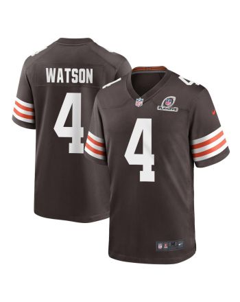 Deshaun Watson 4 Cleveland Browns 2023 Playoffs Patch Game Men Jersey - Brown