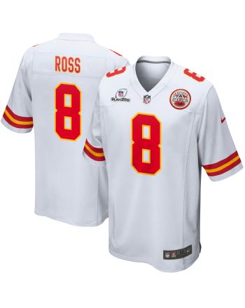 Justyn Ross 8 Kansas City Chiefs 2023 Playoffs Patch Game Men Jersey - White