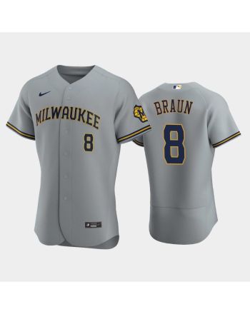 Milwaukee Brewers 8 Ryan Braun Road Team Gray Jersey Jersey