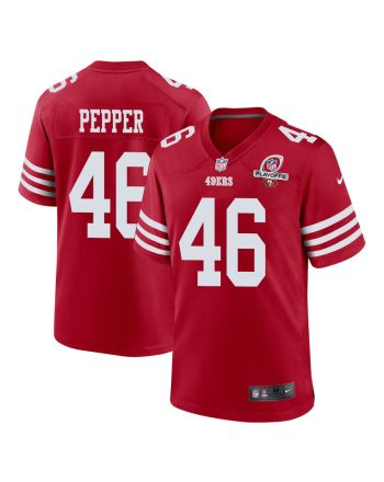 Taybor Pepper 46 San Francisco 49ers 2023 Playoffs Patch Game Men Jersey - Scarlet