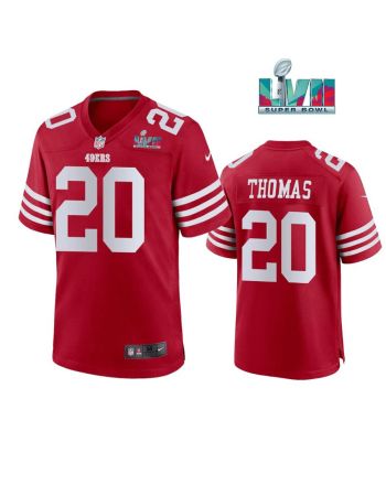 Ambry Thomas 20 San Francisco 49Ers Super Bowl LVII Men Game Jersey- Scarlet