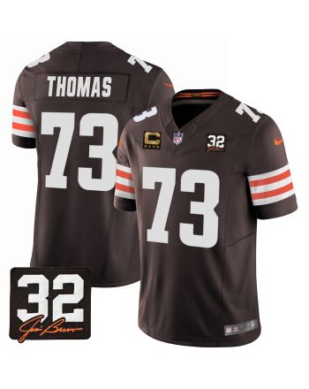 Joe Thomas 73 Cleveland Browns Jim Brown Memorial Patch Game Men Jersey - Brown