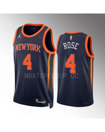 New York Knicks Derrick Rose 4 2022-23 Statement Edition Navy Men Jersey Swingman