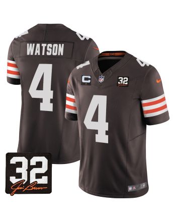 Deshaun Watson 4 Cleveland Browns Jim Brown Memorial Patch Game Men Jersey - Brown