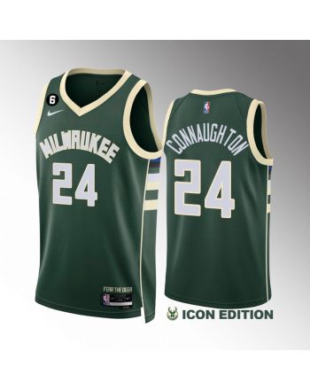 Pat Connaughton 24 Milwaukee Bucks Green Jersey 2022-23 Icon Edition NO.6 Patch