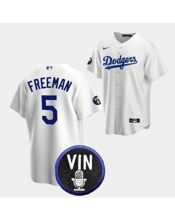 Freddie Freeman Honor Vin Scully Los Angeles Dodgers White 5 Jersey