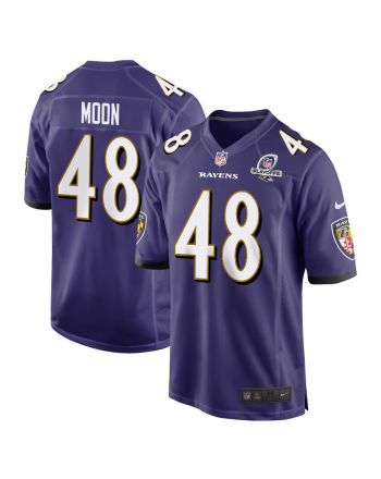 Jeremiah Moon 48 Baltimore Ravens 2023 Playoffs Patch Game Men Jersey - Purple