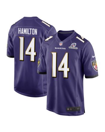 Kyle Hamilton 14 Baltimore Ravens 2024 Divisional Patch Game Men Jersey - Purple