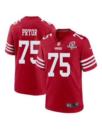 Matt Pryor 75 San Francisco 49ers 2023 Playoffs Patch Game Men Jersey - Scarlet