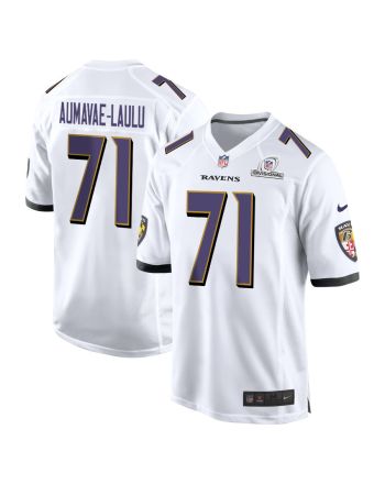 Malaesala Aumavae-Laulu 71 Baltimore Ravens 2024 Divisional Patch Game Men Jersey - White