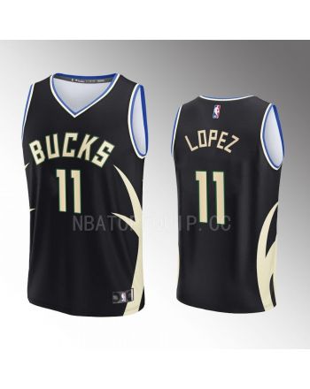 Milwaukee Bucks 11 Brook Lopez Statement Edition Men Jersey 2022-23 Fast Break Black