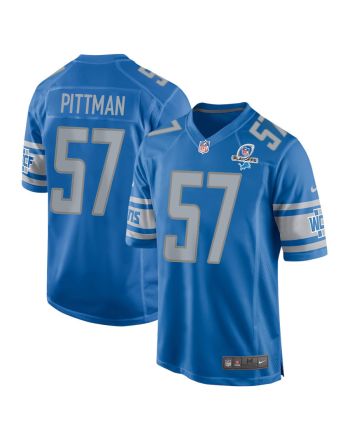 Anthony Pittman 57 Detroit Lions 2023 Playoffs Patch Game Men Jersey - Blue