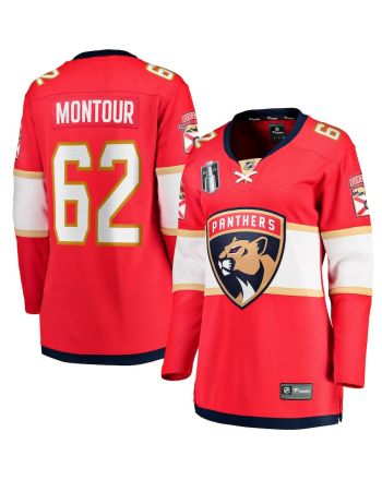 Brandon Montour 62 Florida Panthers Women's 2023 Stanley Cup Final Home Breakaway Player Jersey - Red