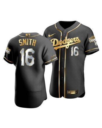 Men's Los Angeles Dodgers Will Smith 16 2020 World Series Champions Golden Jersey Black