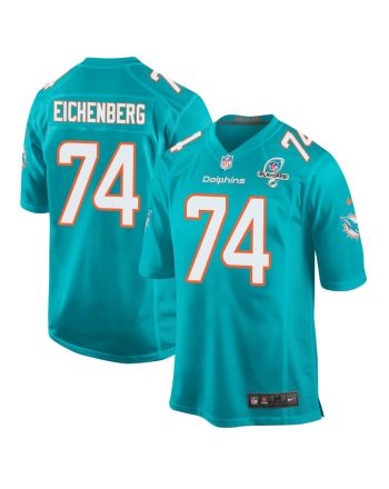 Liam Eichenberg 74 Miami Dolphins 2023 Playoffs Patch Game Men Jersey - Aqua