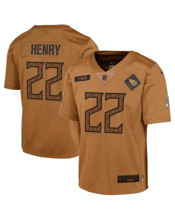 Derrick Henry 22 Tennessee Titans 2023 Salute To Service Limited YOUTH Jersey - Brown