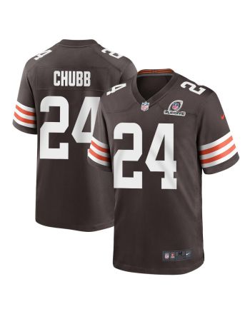 Nick Chubb 24 Cleveland Browns 2023 Playoffs Patch Game Men Jersey - Brown