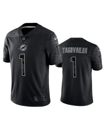 Tua Tagovailoa 1 Miami Dolphins Black Reflective Limited Jersey - Men