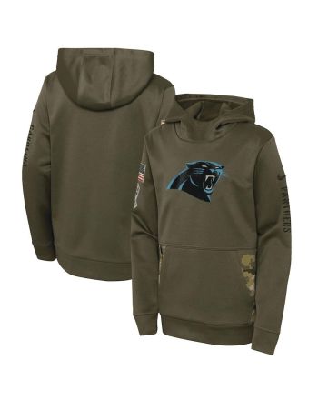 Carolina Panthers Youth 2022 Salute To Service Performance Pullover Hoodie - Olive