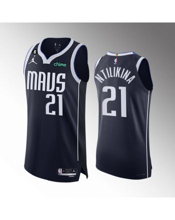 Dallas Mavericks 21 Frank Ntilikina Navy Men Jersey 2022-23 Statement Edition