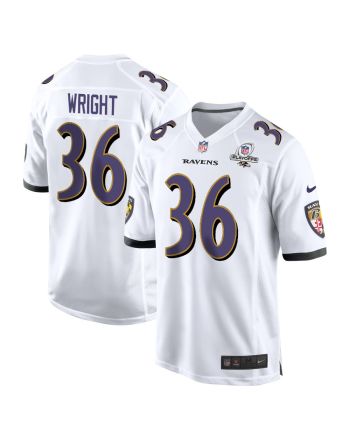 Owen Wright 36 Baltimore Ravens 2023 Playoffs Patch Game Men Jersey - White