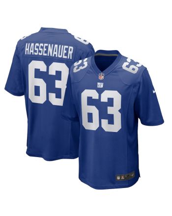 JC Hassenauer 63 New York Giants Men Team Game Jersey - Royal