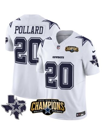 Tony Pollard 20 Dallas Cowboys 2023 NFC East Champions Patch Game Men Jersey - White