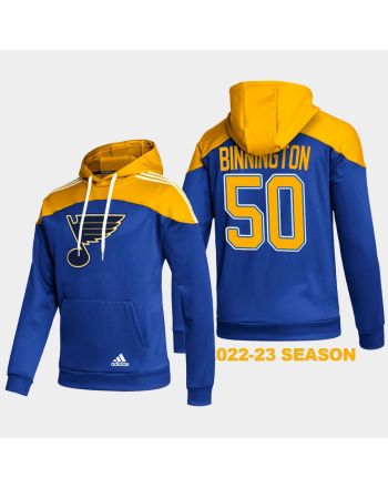 St. Louis Blues 50 Jordan Binnington 2022-23 Blue Hoodie Pullover