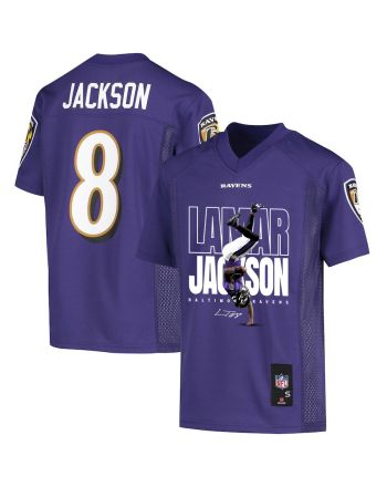 Lamar Jackson 8 Baltimore Ravens Lamar the Merrier Game YOUTH Jersey - Purple